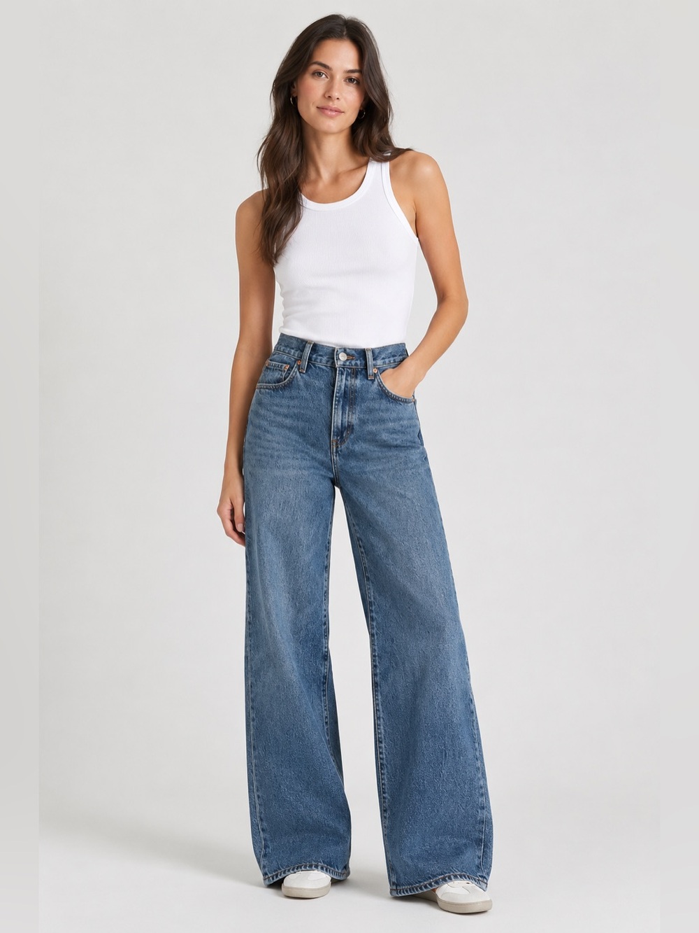 Denim Forum The Farrah High Rise Wide Leg Jean